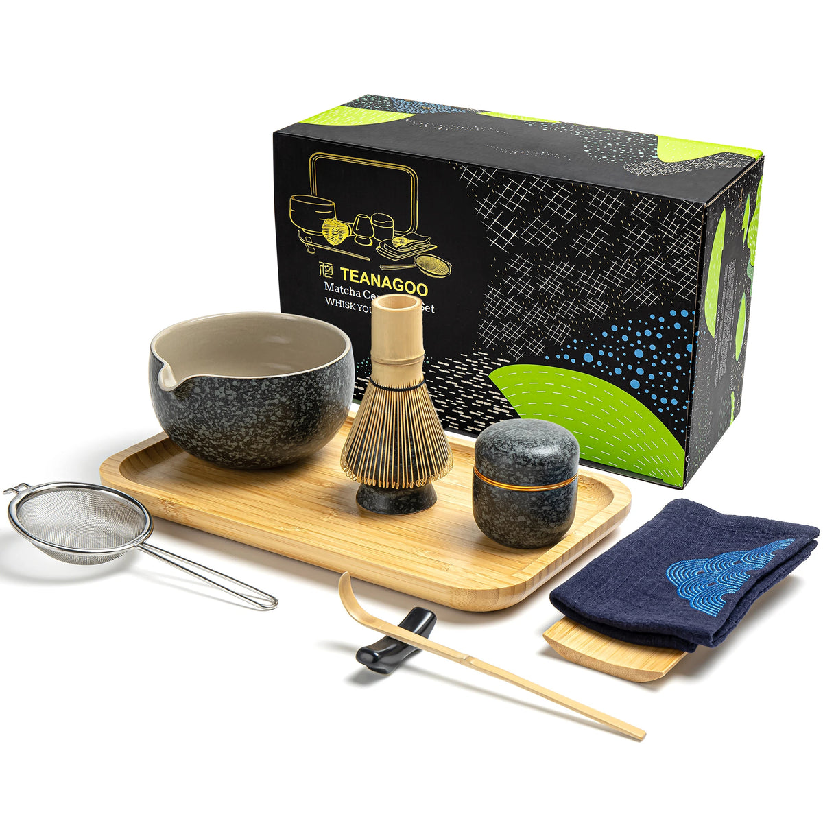 Obsidian-Matcha-Schale mit Ausguss