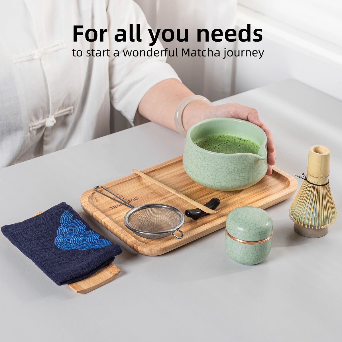 Matcha Set-Advanced Set Green Web Pointy Bowl