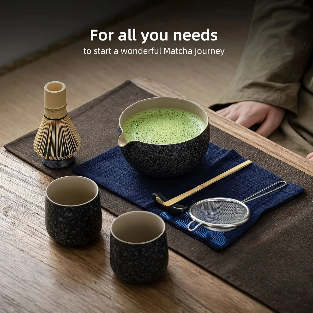 Set de Matcha para compartir en obsidiana 