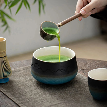 Matcha Set-Sharing Set Landscape Black Blue Round Bowl