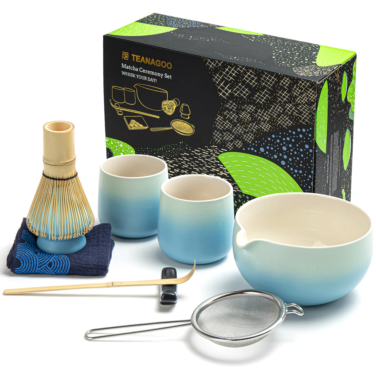 Skyblue Matcha Bowl with Spout