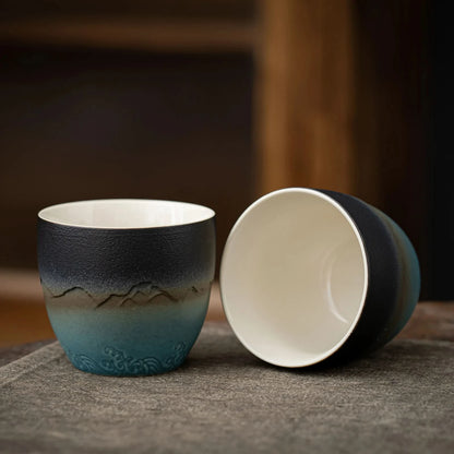 Matcha Set-Sharing Set Landscape Black Blue Pointy Bowl