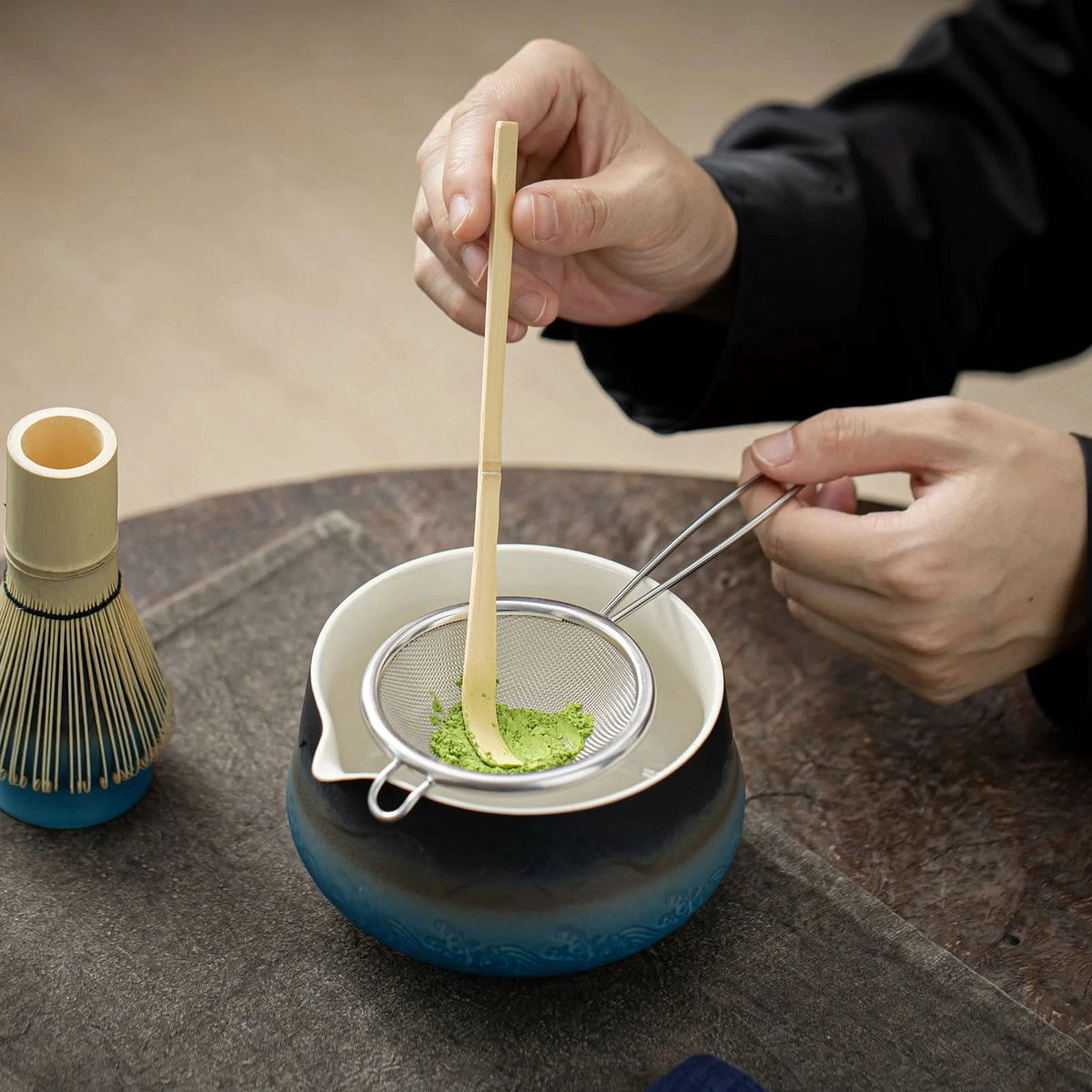 Matcha Set-Sharing Set Landscape Black Blue Pointy Bowl