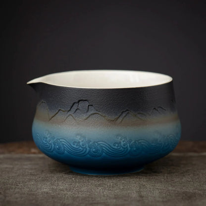 Matcha Set-Sharing Set Landscape Black Blue Pointy Bowl