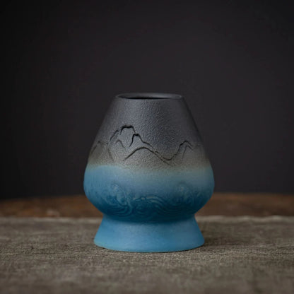 Matcha Set-Sharing Set Landscape Black Blue Pointy Bowl
