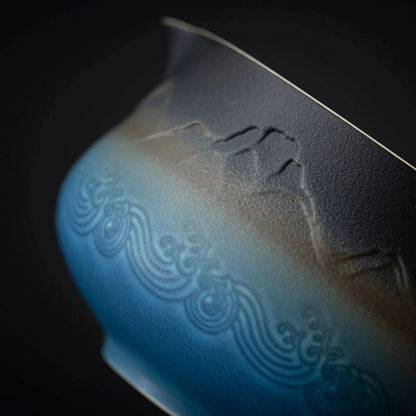 Matcha Set-Sharing Set Landscape Black Blue Pointy Bowl