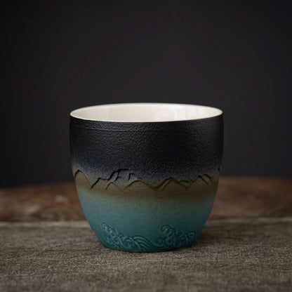 Matcha Set-Sharing Set Landscape Black Blue Pointy Bowl