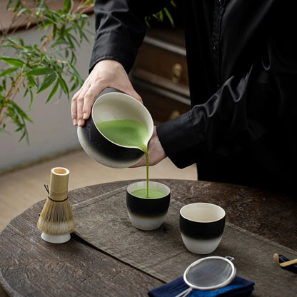 Matcha Set-Sharing Set Landscape Black White Pointy Bowl