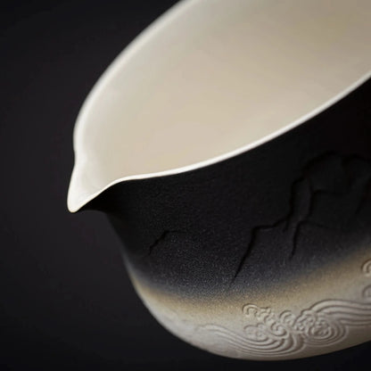 Matcha Set-Sharing Set Landscape Black White Pointy Bowl