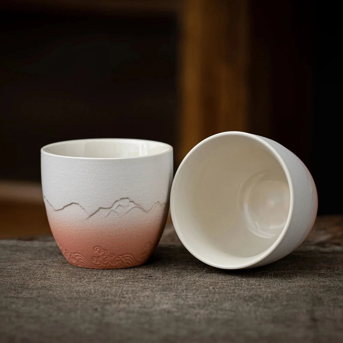 Matcha Set-Sharing Set Landscape Pinky White Pointy Bowl