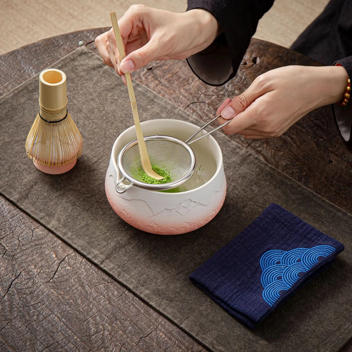 Matcha Set-Sharing Set Landscape Pinky White Pointy Bowl