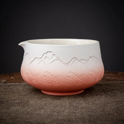 Matcha Set-Sharing Set Landscape Pinky White Pointy Bowl