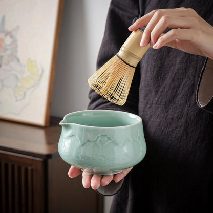 Matcha-Set zum Teilen – Landschafts-Jade-Spitzschale 