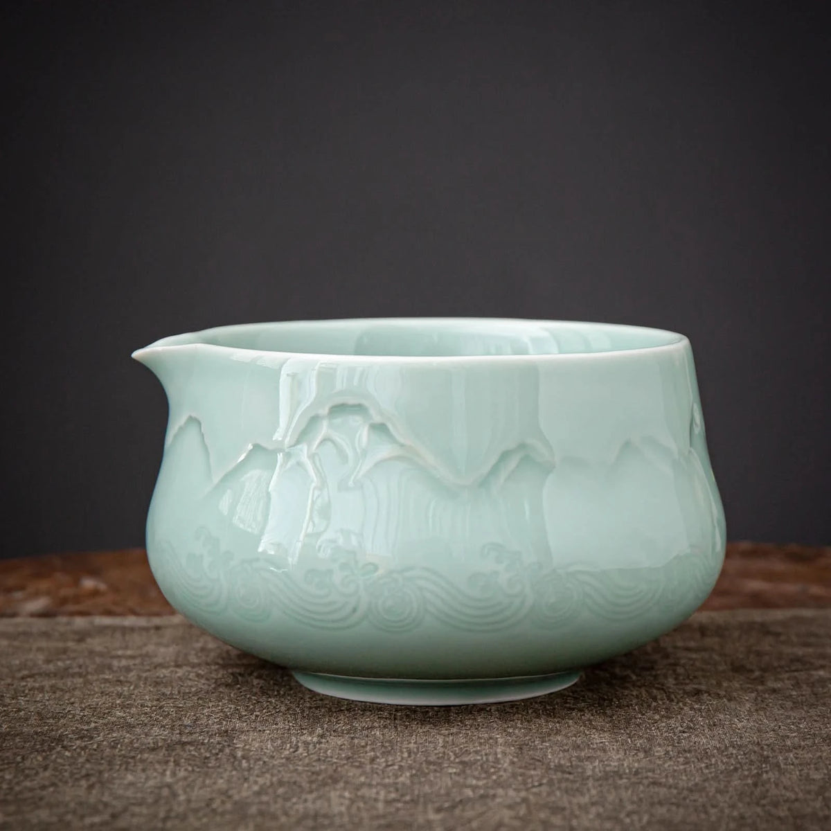 Matcha-Set zum Teilen – Landschafts-Jade-Spitzschale 