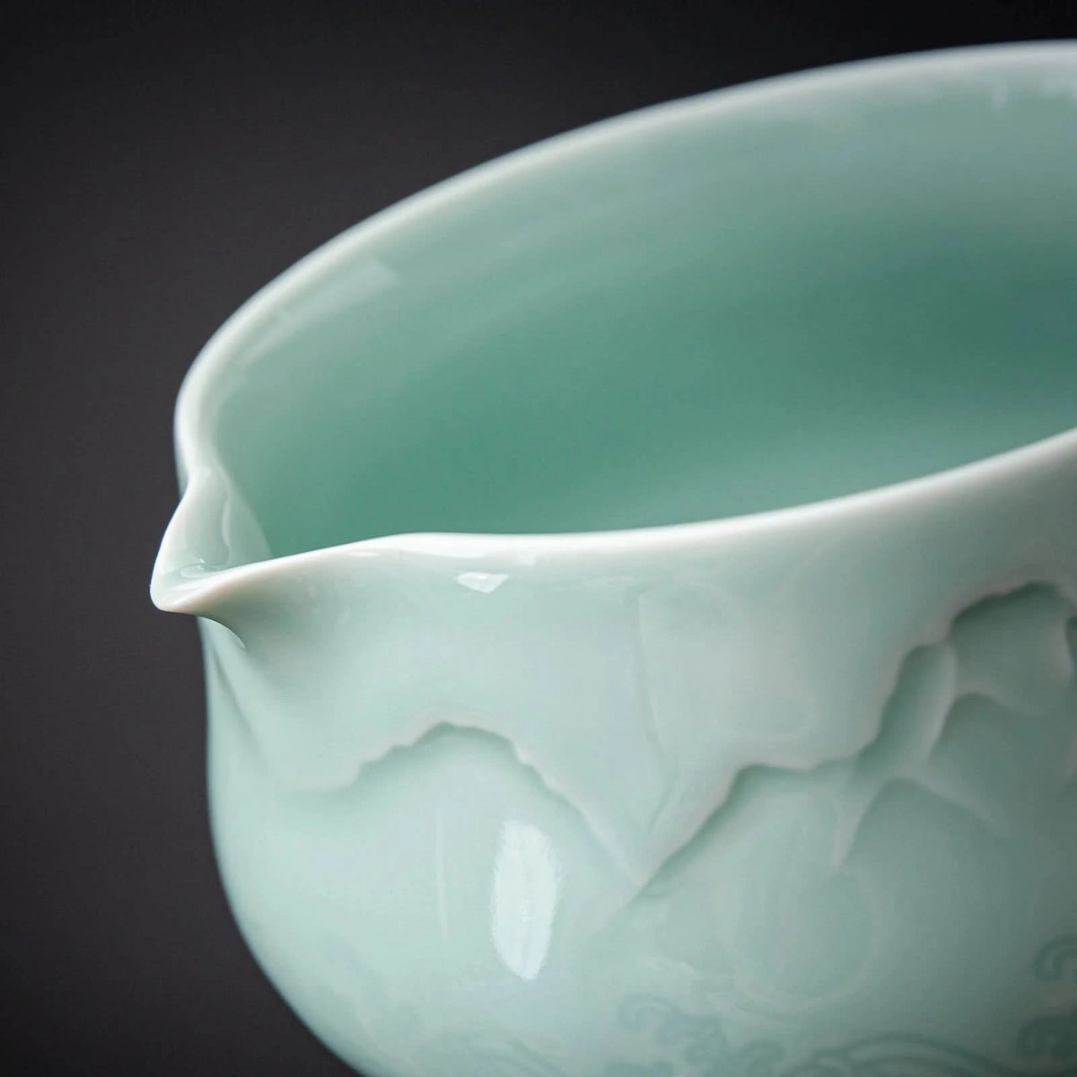 Matcha-Set zum Teilen – Landschafts-Jade-Spitzschale 