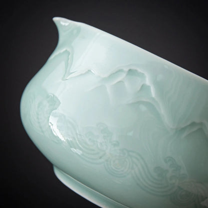 Matcha-Set zum Teilen – Landschafts-Jade-Spitzschale 