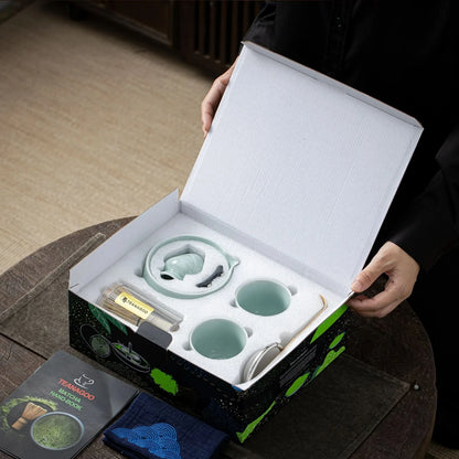Matcha-Set zum Teilen – Landschafts-Jade-Spitzschale 