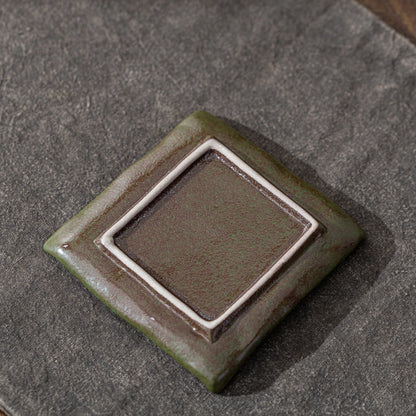 Zen-Tassenuntersetzer mit antiker Schrift, Bambusgrün