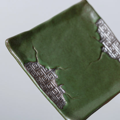 Zen-Tassenuntersetzer mit antiker Schrift, Bambusgrün