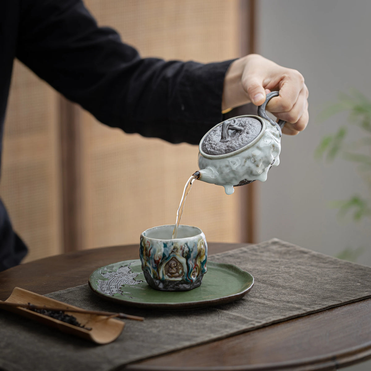 Withered Wood ZEN Teapot Pearl Drip Glaze 220ml