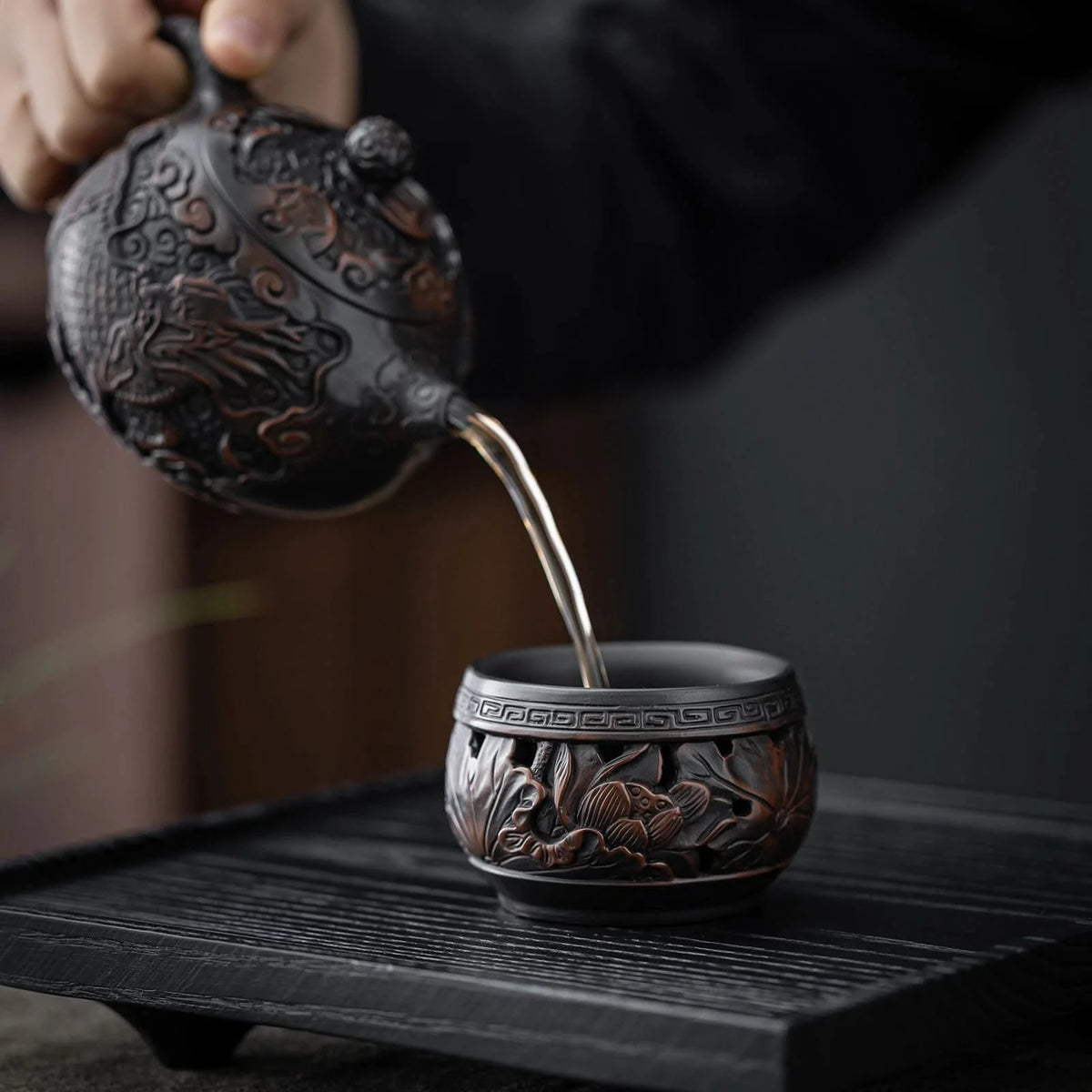 Lotus Fretwork Teacup,120ml /4.1oz