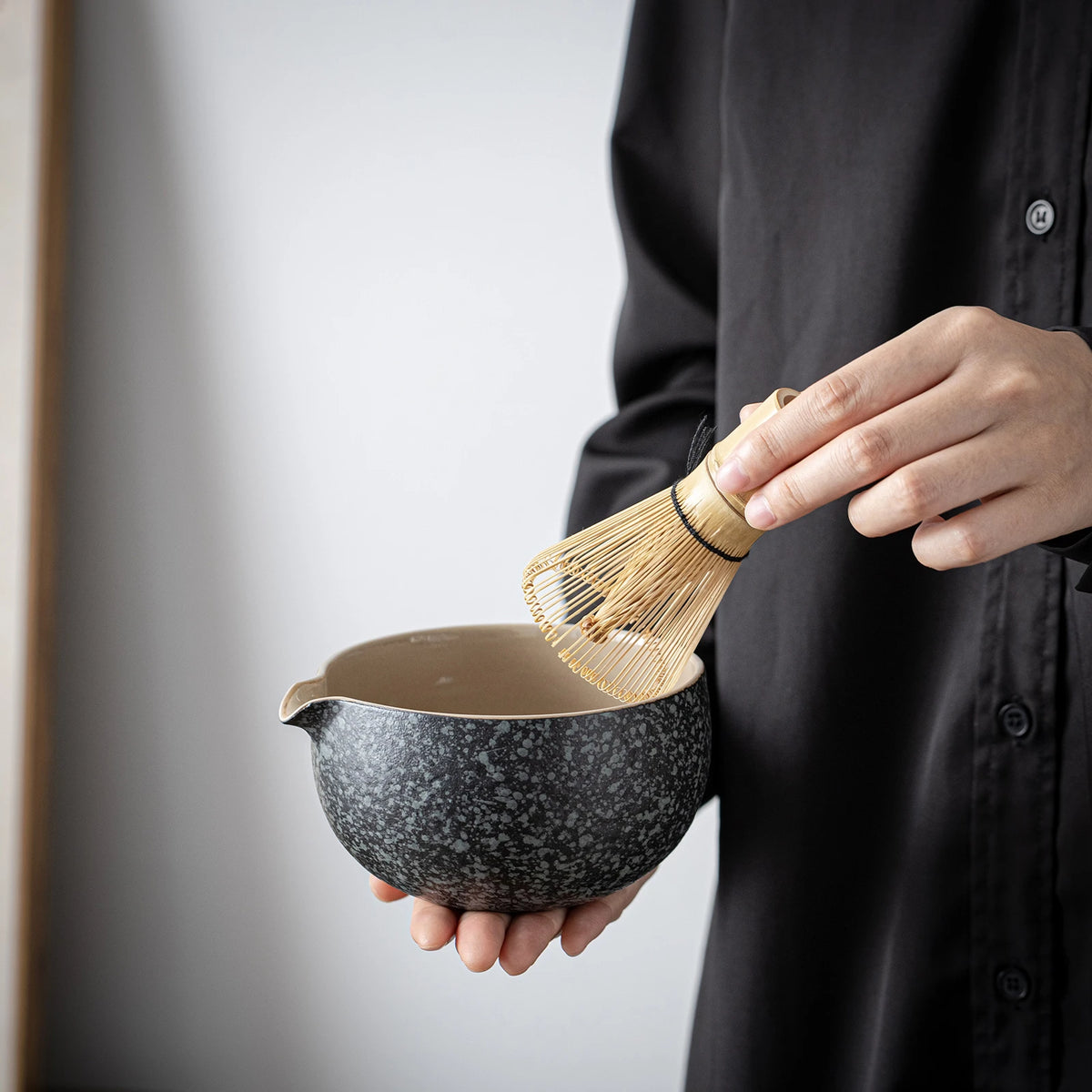 Matcha Set-Beginner Travel Set Obsidian with Leather Bag