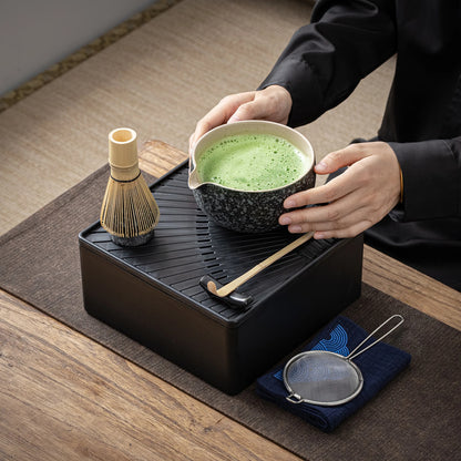 Matcha Set-Beginner Travel Set Obsidian with Leather Bag
