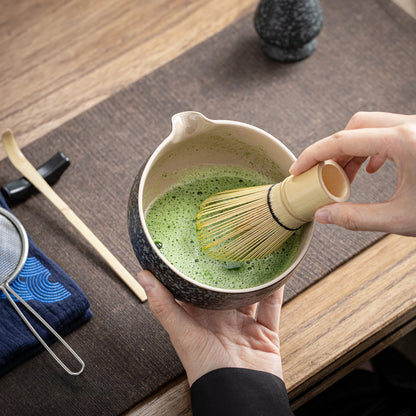 Matcha Set-Beginner Travel Set Obsidian with Leather Bag