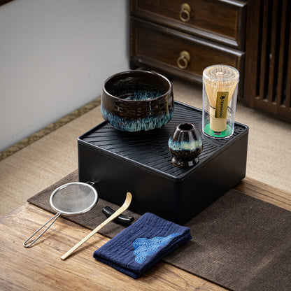 Matcha Set-Beginner Travel Set Skyfall with Leather Bag
