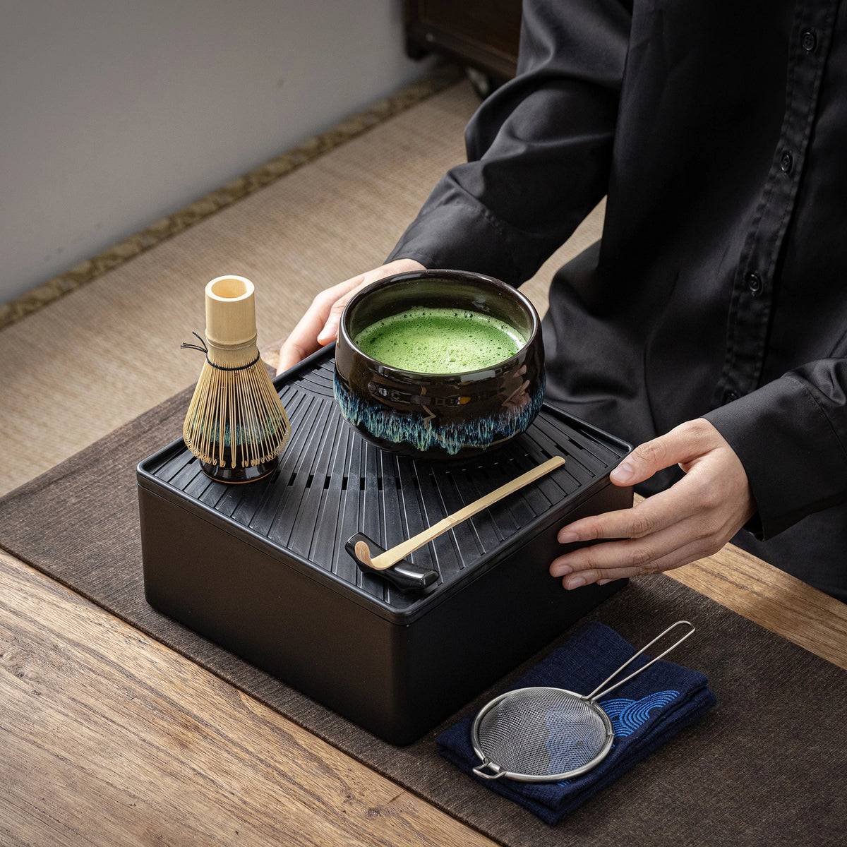 Matcha Set-Beginner Travel Set Skyfall with Leather Bag