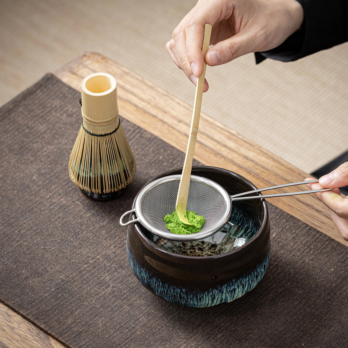 Matcha Set-Beginner Travel Set Skyfall with Leather Bag