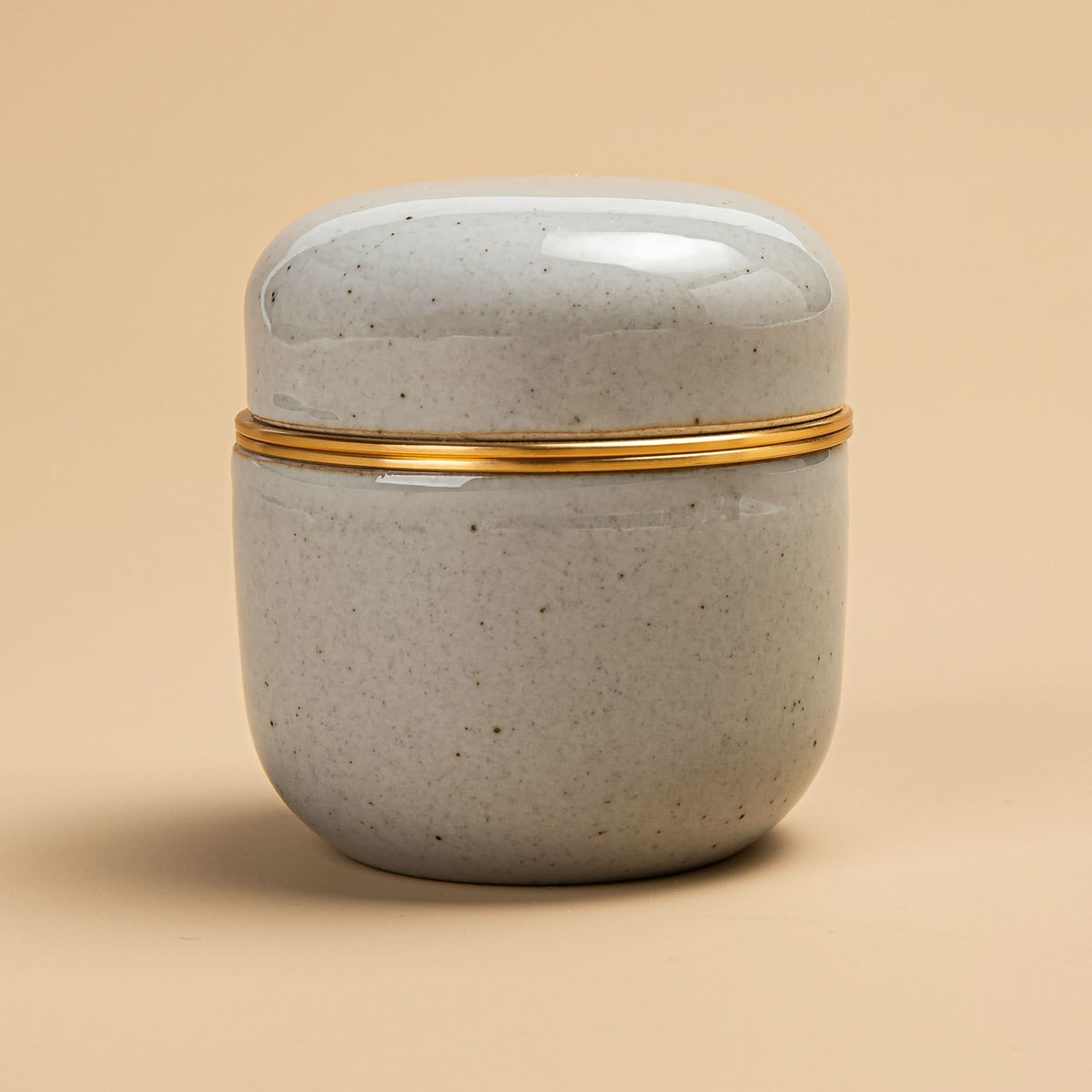 Tea Tin-Celadon Ceramic Tea Canister for Matcha Powder 18g Dusty Grey