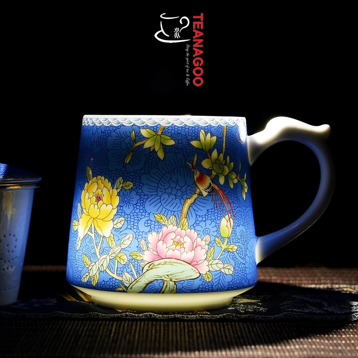 Chinese Tea Mug with Infuser & Various Decoration - M02