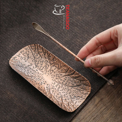 Alloy Copper Autumn Leaf Tea Holder Cha He Handmade Tea Accessories