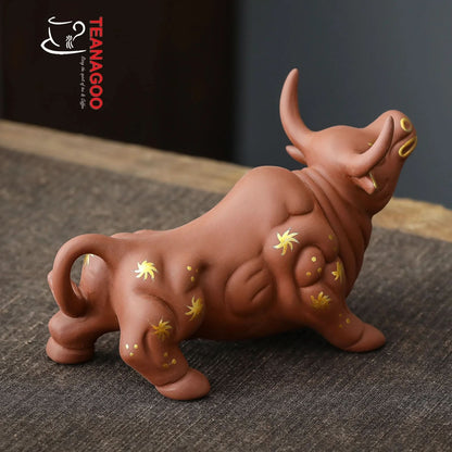 Cute Buffalo Pottery Tea Toy Chinese Kungfu Tea Set Pet Tea Tray Tea Pet Handmade Teapet