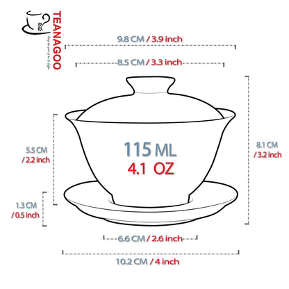 Handcrafted Chinese White Porcelain Gaiwan Cover Bowl Set 115ml