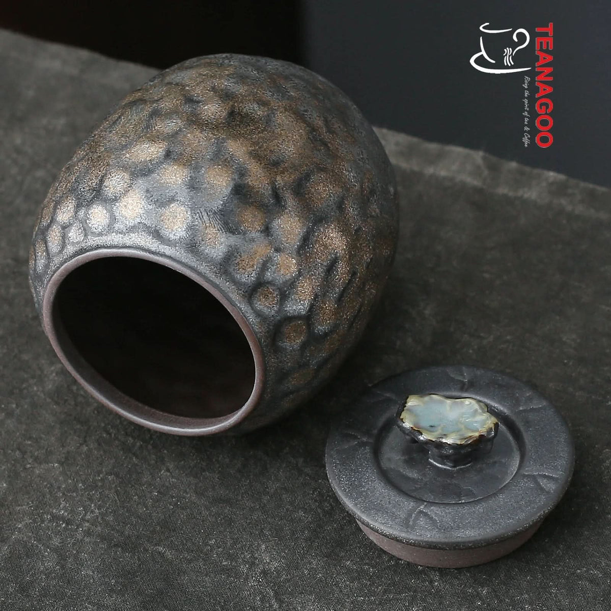 Handmade Gilt Iron Glaze Ceramic Tea Caddy Canister Teaware