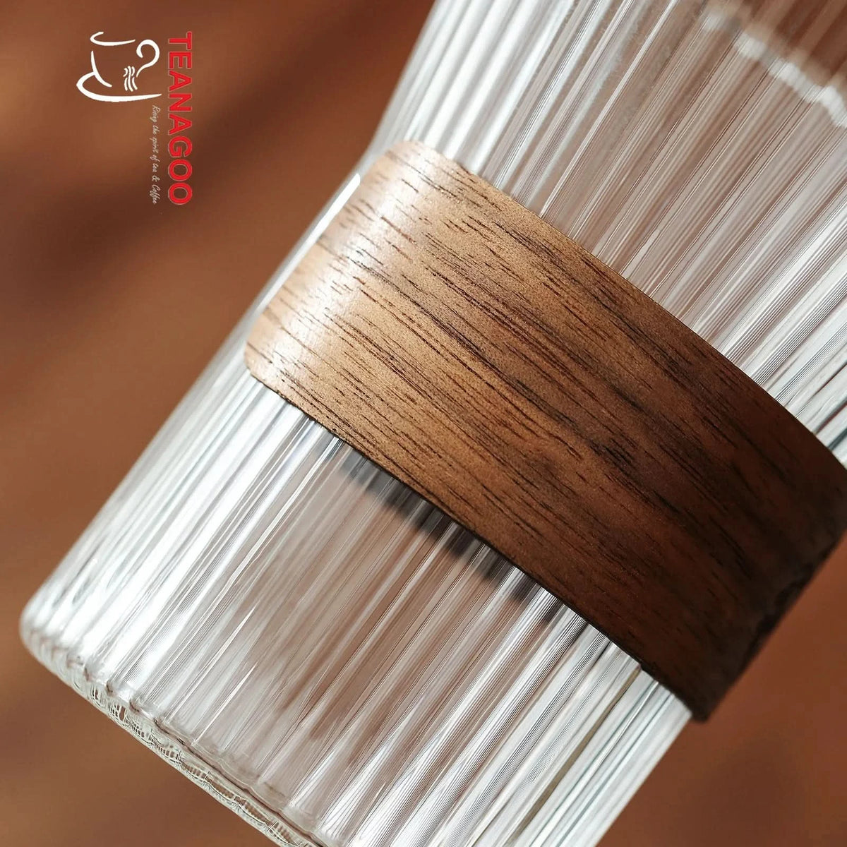 Handmade Glass Fair Cup 250ml with Anti-scald Bamboo Board