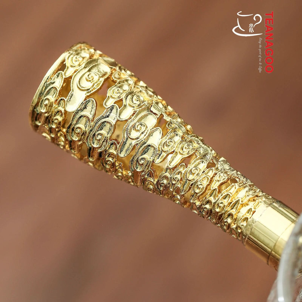 Handmade Gourd Glass Fair Cup with Titanium Alloy Handle 290ml