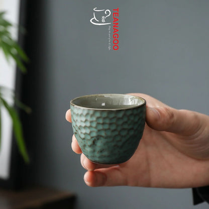 Handmade Kiln Changeable Hammer Pattern Ceramic Tea Cup