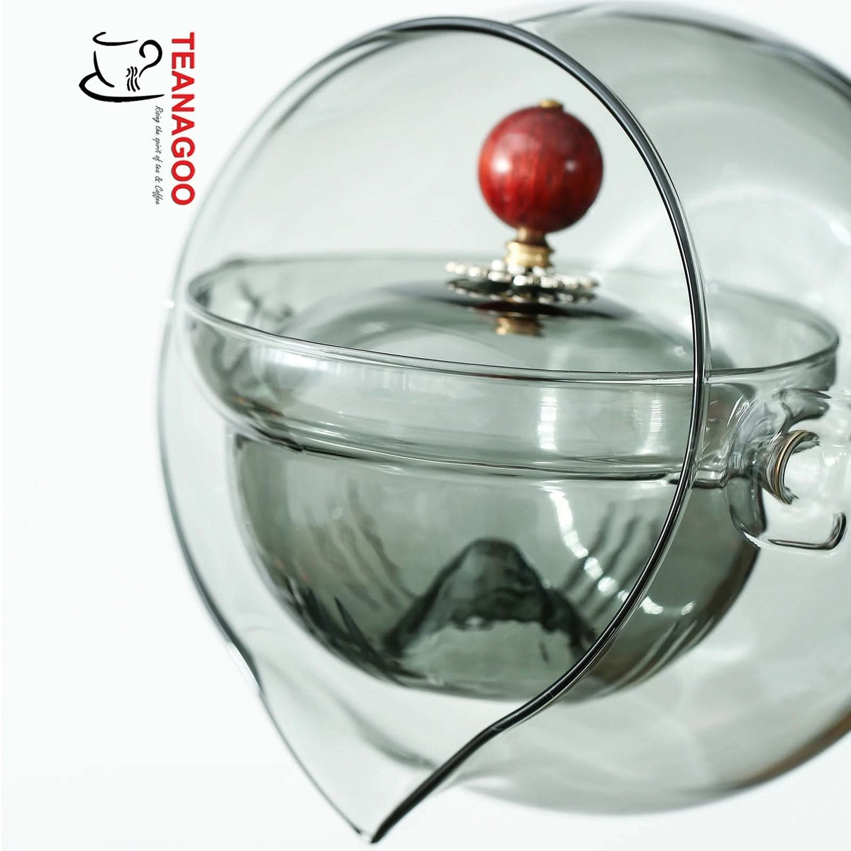 Handmade Ornamental Glass Teapot with Rosewood Handle