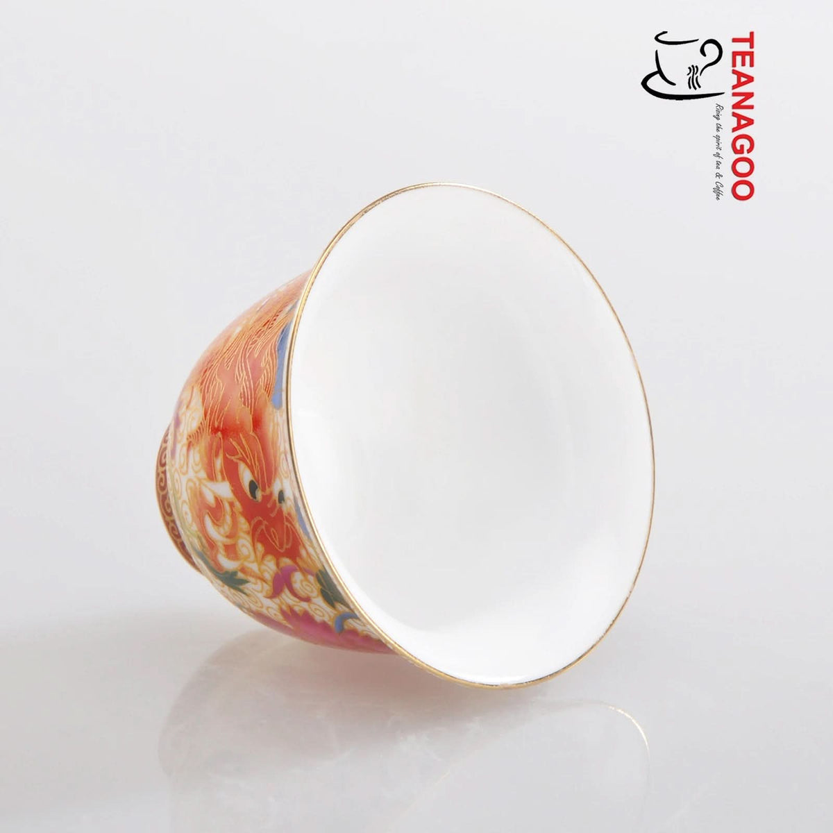 Tazas de té chinas de porcelana, dragón y fénix, 50 ml/1,8 oz