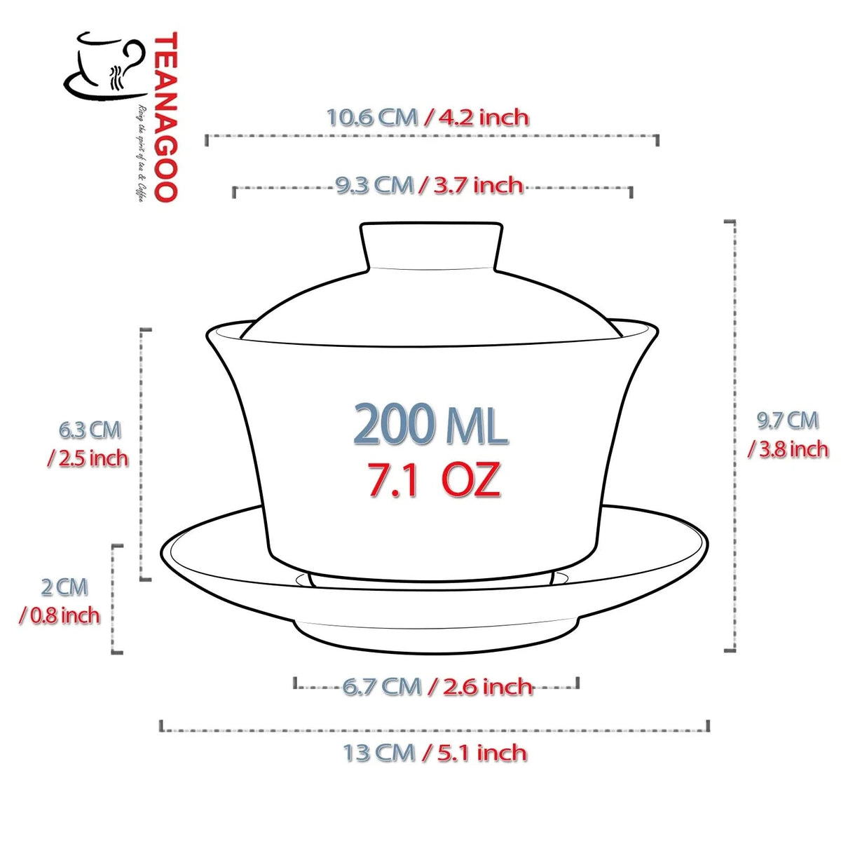 Handmade Chinese WHite Porcelain Gongfu Tea Gaiwan 200ml