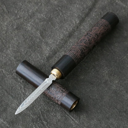 Vintage Engraved Ebony & Stainless Steel Tea Knife Needle -TK03