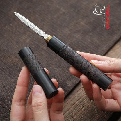 Vintage Engraved Ebony & Stainless Steel Tea Knife Needle -TK03