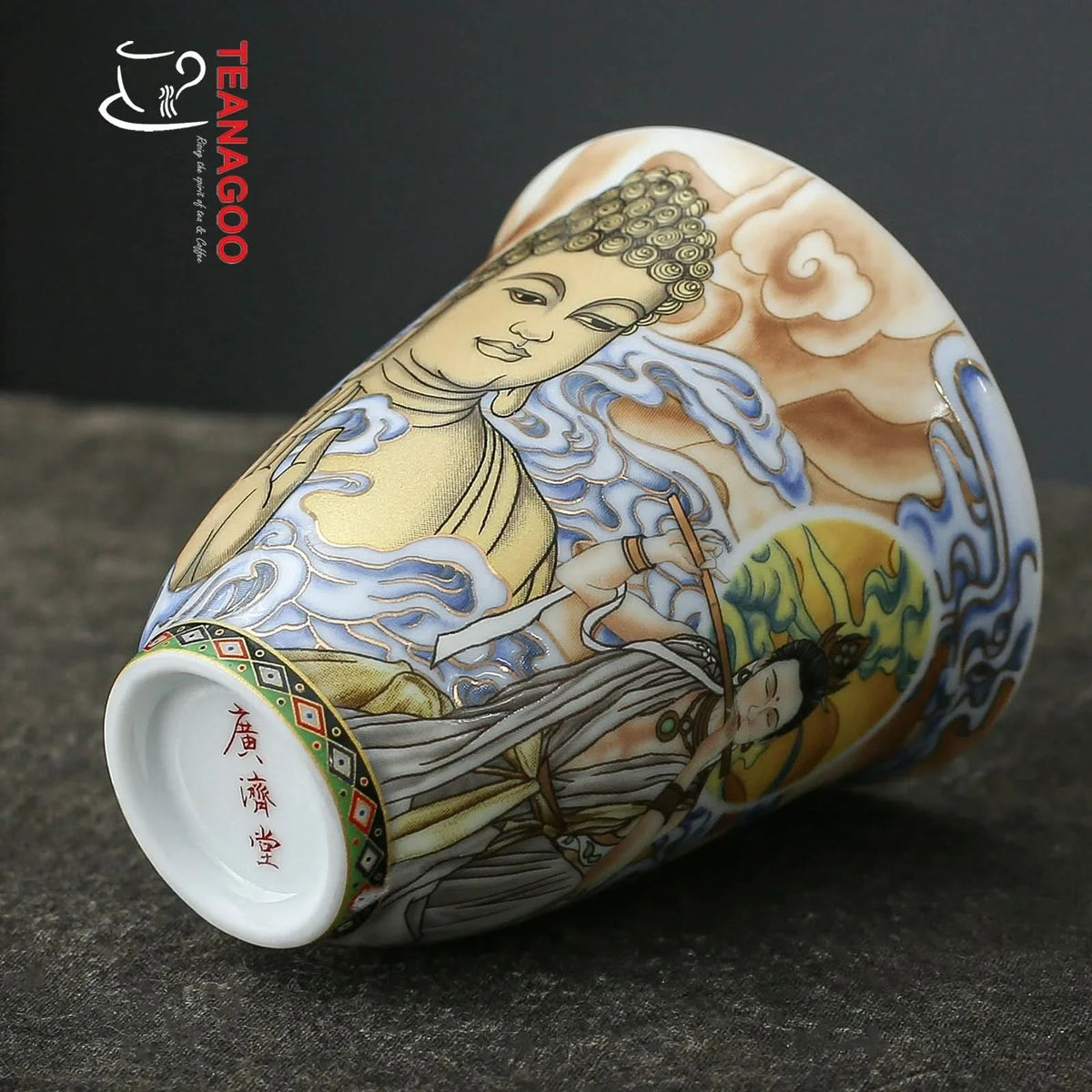 handmade porcelain teacup 80ml Chinese myth buddha ceramic cup