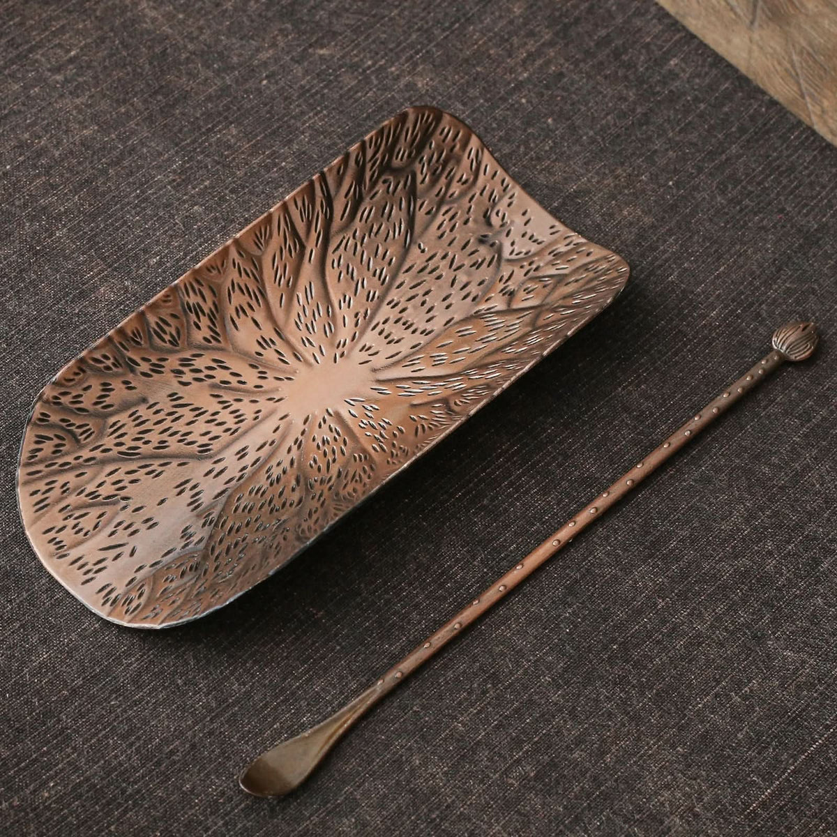 Alloy Copper Autumn Leaf Tea Holder, 2pcs/set